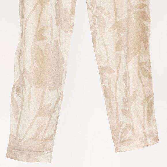 Brunello Cucinelli SS/24 Natural Ramage Floral-Print Linen Slouchy Trousers - Picture 7 of 13